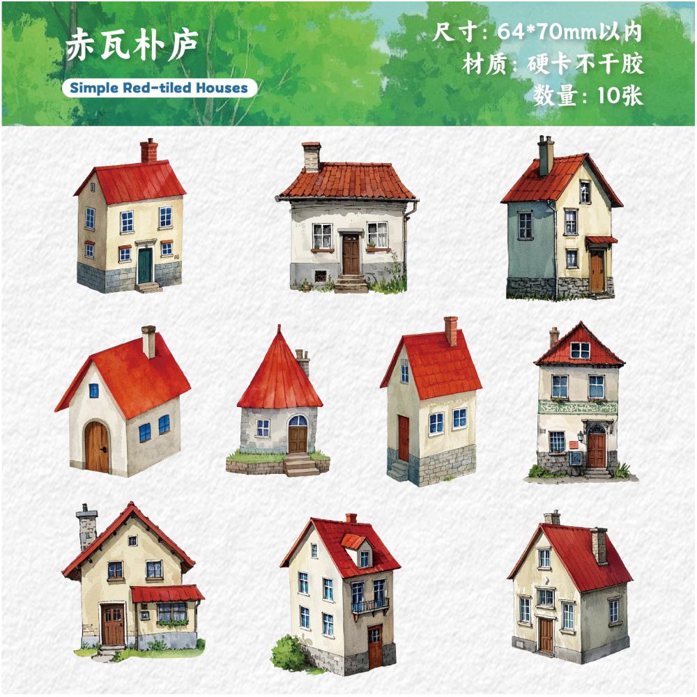 Dream House Series Paper Stickers 6 Styles 10 Sheets