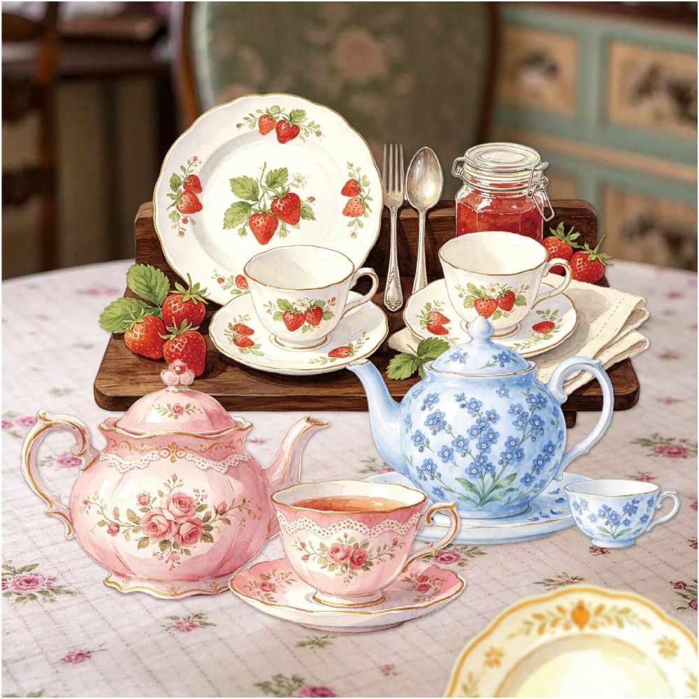 Kitchenware Series Teapot and Tableware Paper Stickers 6 Styles 10 Sheets image 0