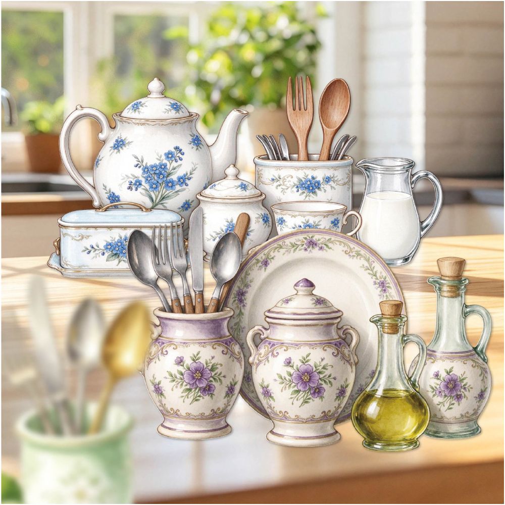 Kitchenware Series Teapot and Tableware Paper Stickers 6 Styles 10 Sheets image 2