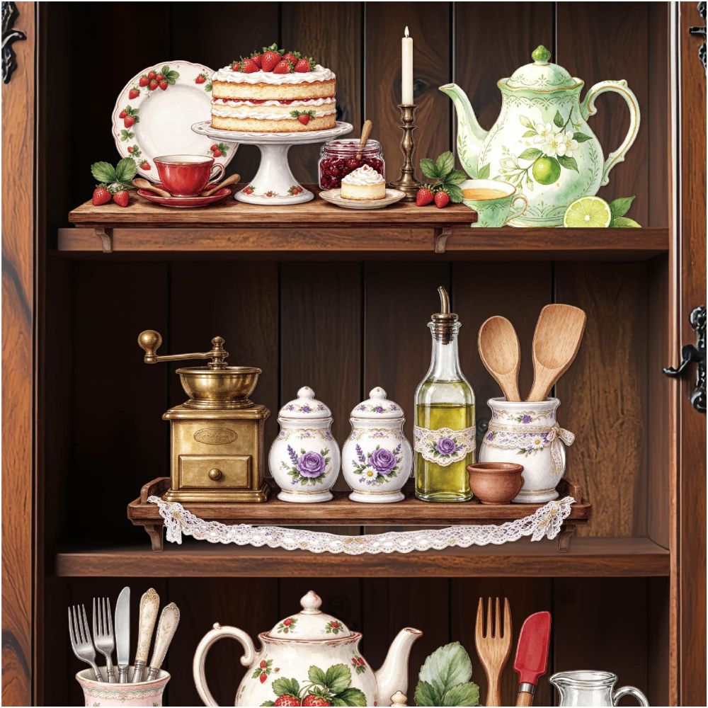 Kitchenware Series Teapot and Tableware Paper Stickers 6 Styles 10 Sheets image 3