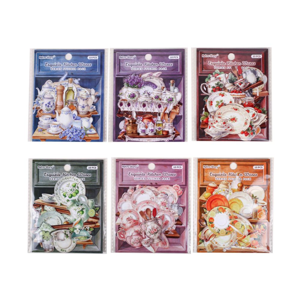 Kitchenware Series Teapot and Tableware Paper Stickers 6 Styles 10 Sheets image 4
