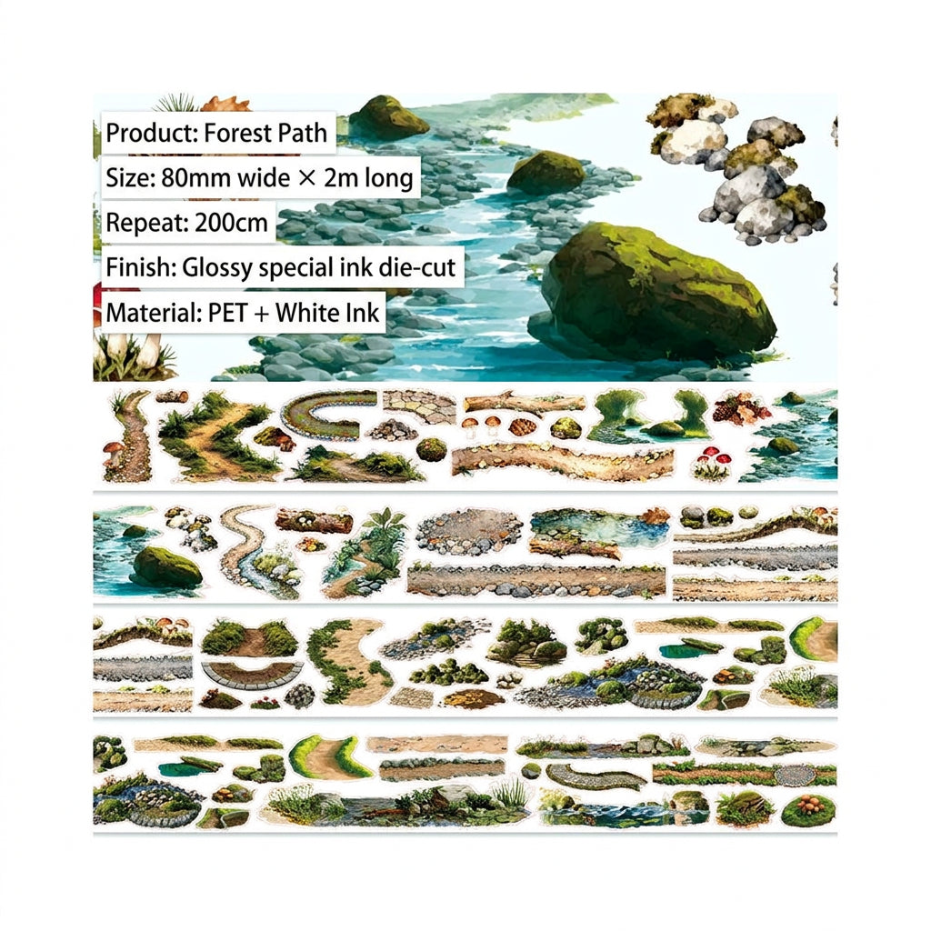 Fantasy Forest Mushroom Moss Landscape PET Tape 3 Styles
