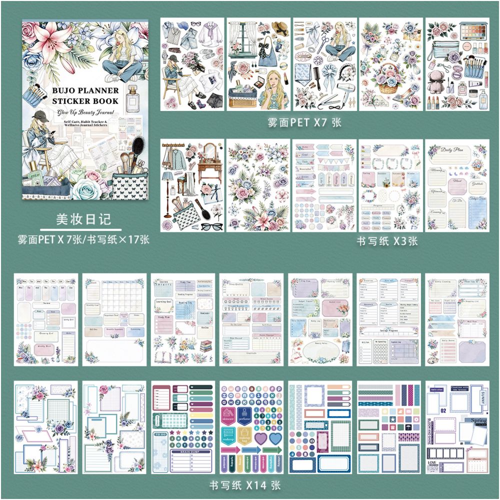 Gothic Rose Autumn Planning Die cut Pet Sticker Book 3 Styles