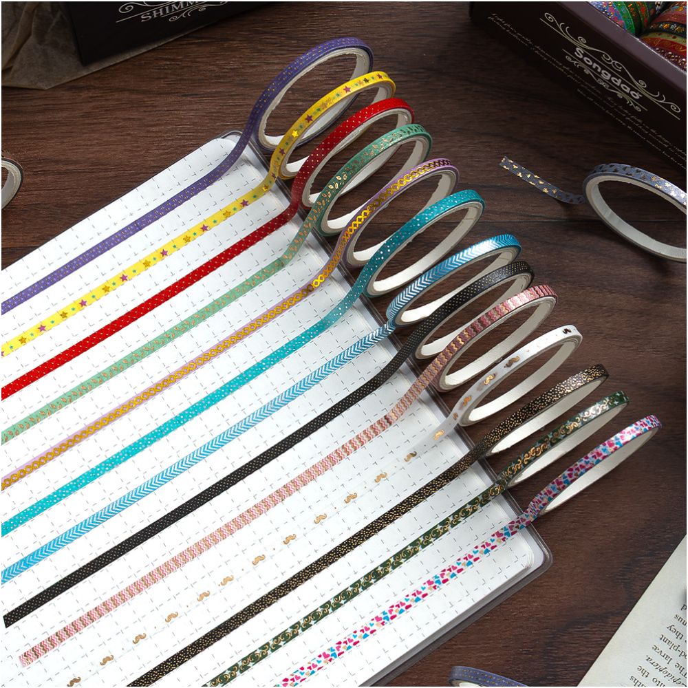 Gold Foil Multi Color Washi Tape Set 4 Styles 50 Pcs image 2