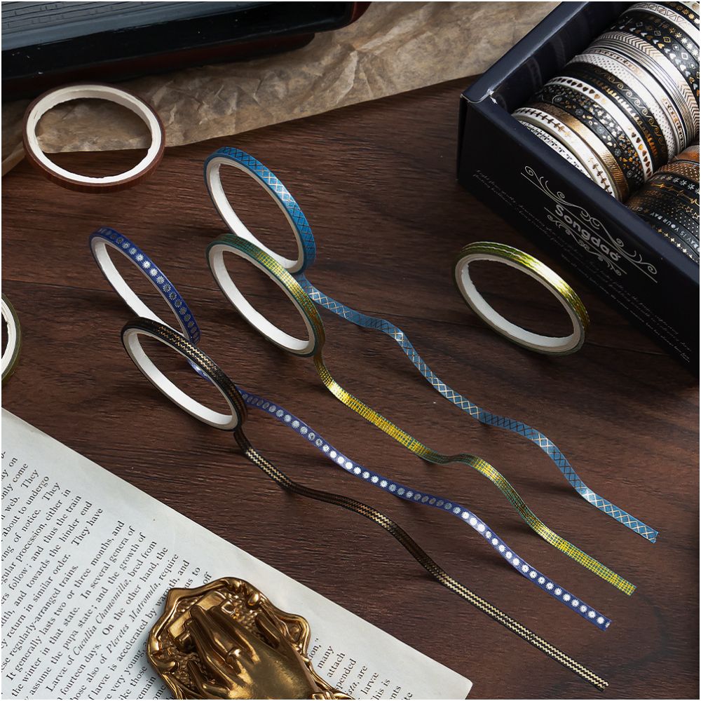 Gold Foil Multi Color Washi Tape Set 4 Styles 50 Pcs image 3