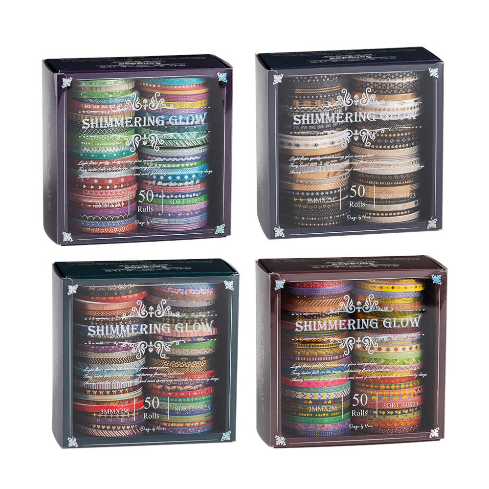 Gold Foil Multi Color Washi Tape Set 4 Styles 50 Pcs image 4
