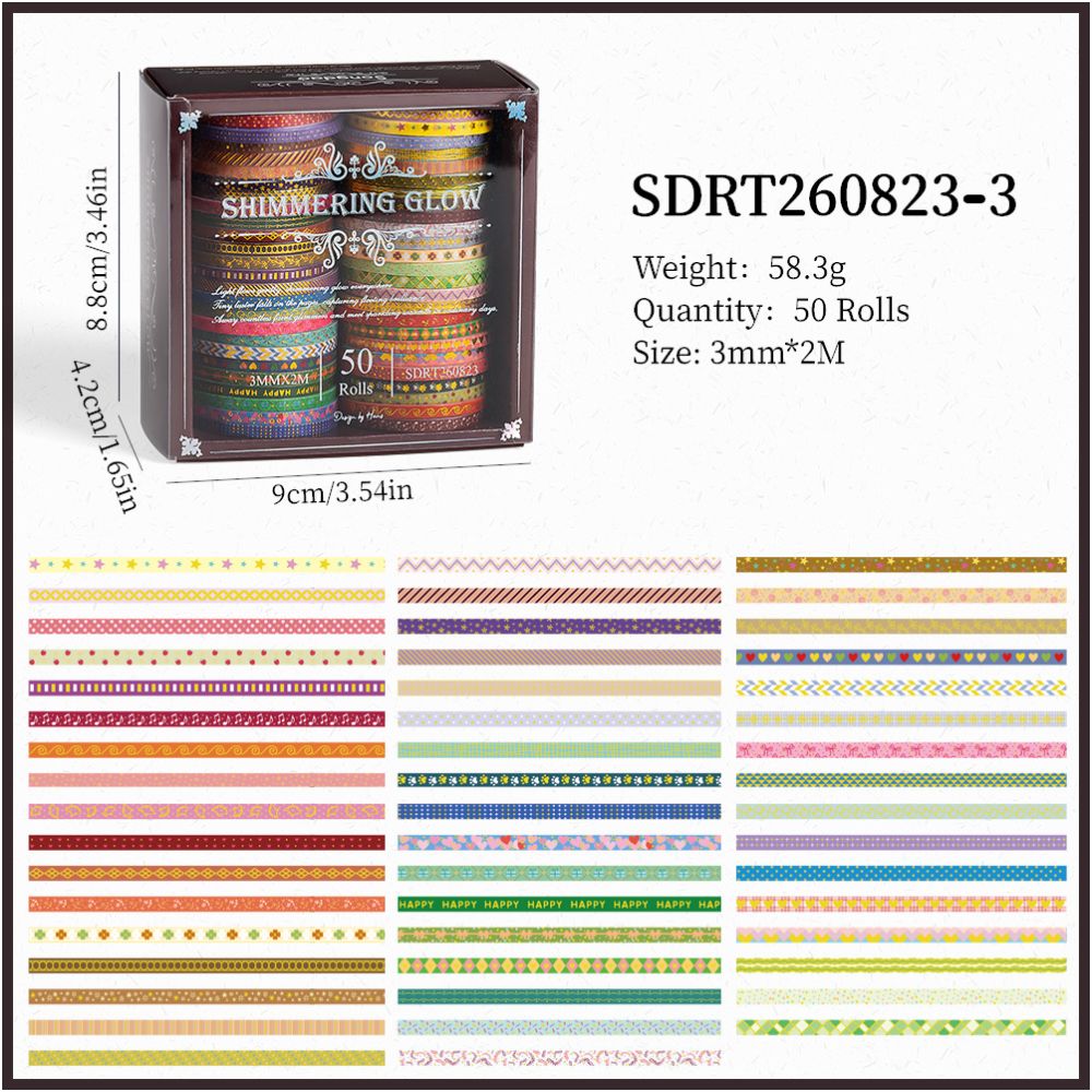 Gold Foil Multi Color Washi Tape Set 4 Styles 50 Pcs