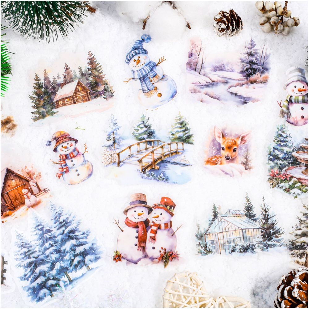Christmas Snowman Decorations PET Stickers 2 Styles image 1