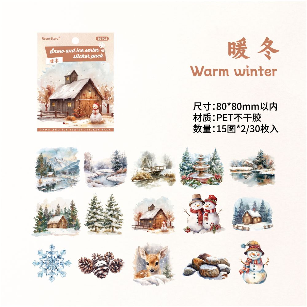 Christmas Snowman Decorations PET Stickers 2 Styles