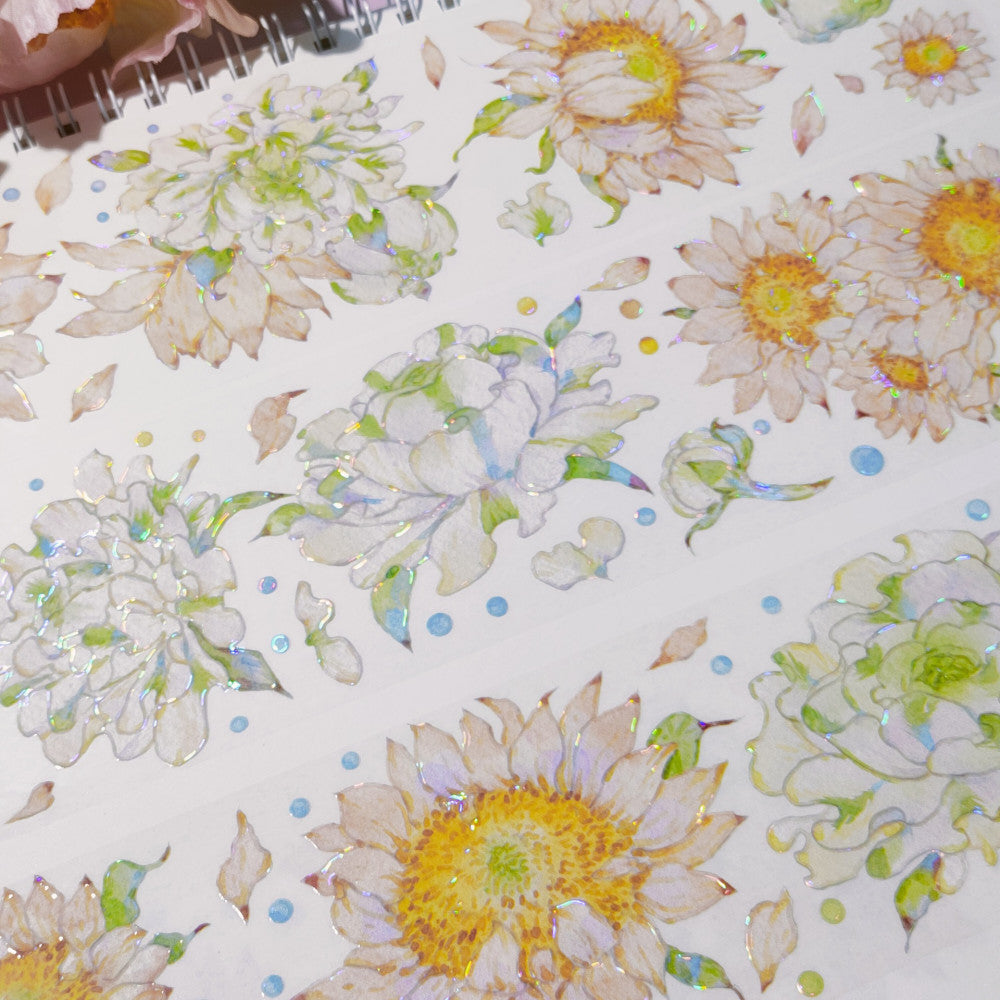 Bright yellow shining flower PET tape 5 cm 2 m image 1