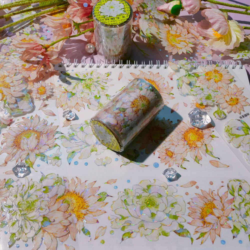 Bright yellow shining flower PET tape 5 cm 2 m image 2