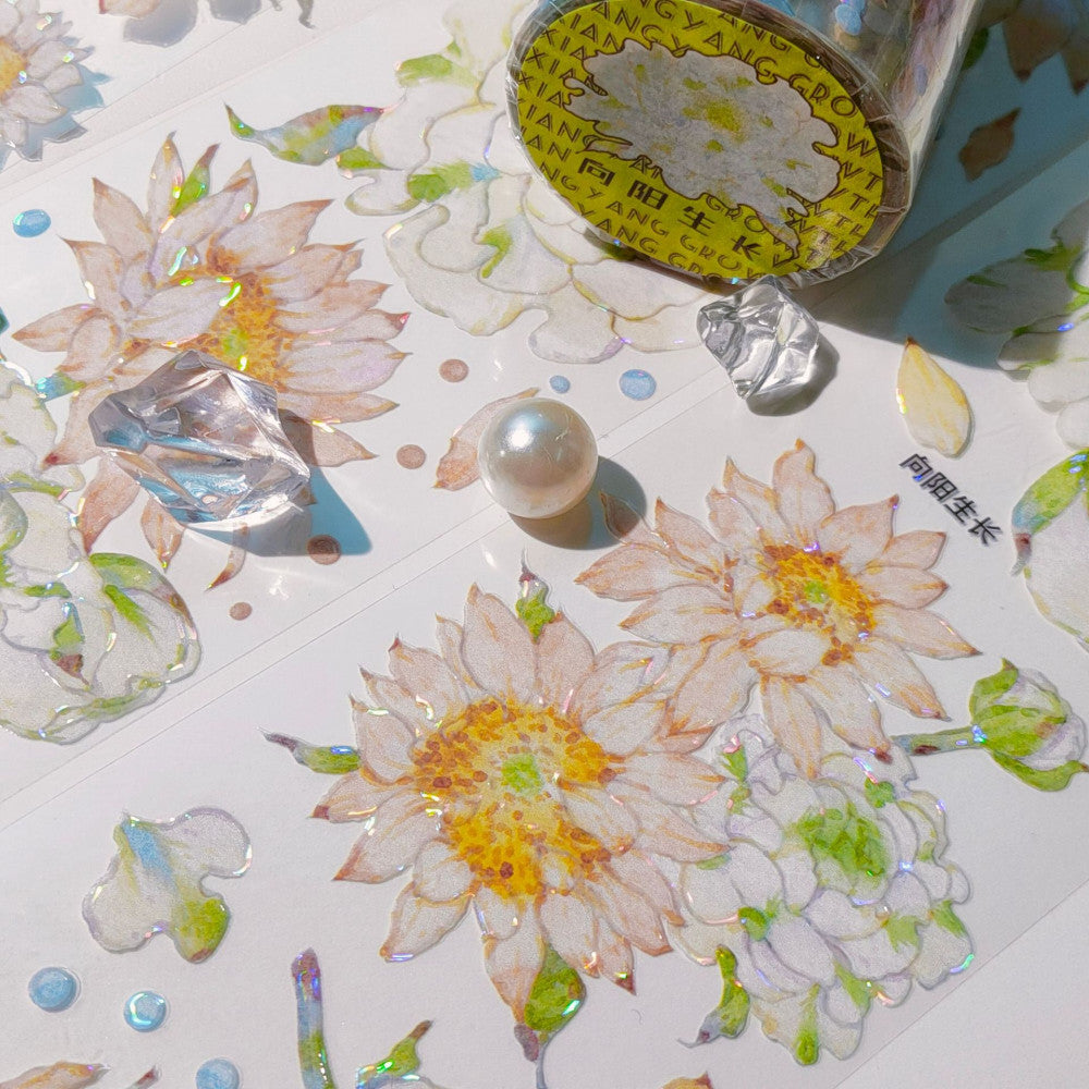 Bright yellow shining flower PET tape 5 cm 2 m image 4