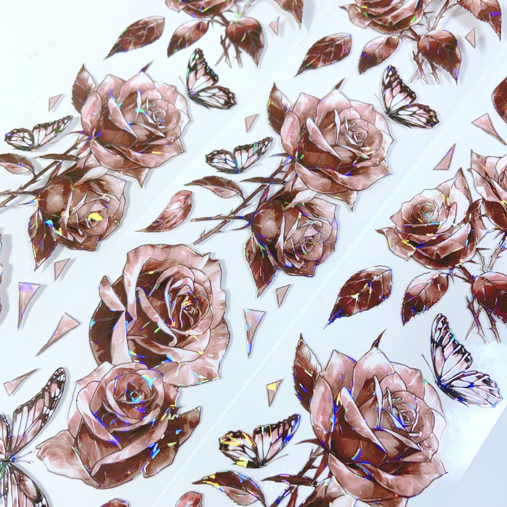 Red and bright Rose flower PET tape 5 cm 2 m image 1