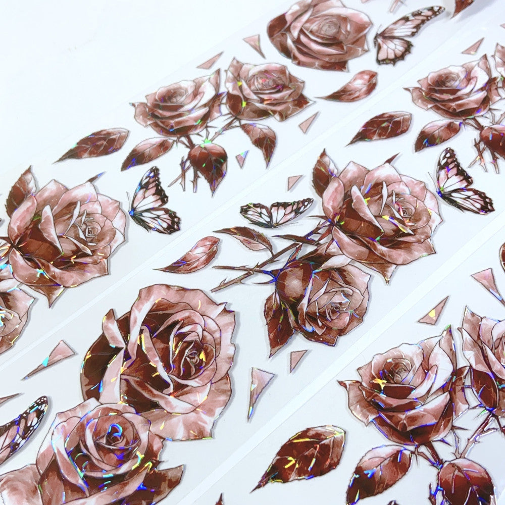 Red and bright Rose flower PET tape 5 cm 2 m image 3