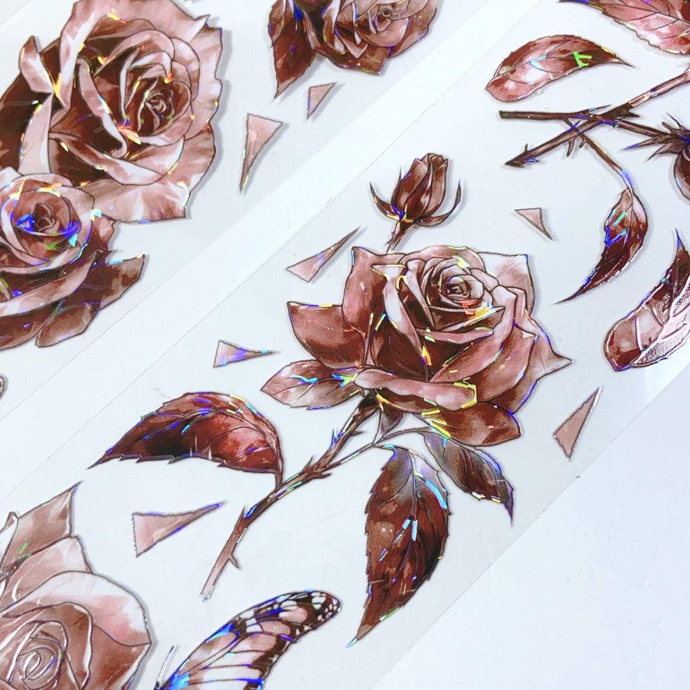 Red and bright Rose flower PET tape 5 cm 2 m image 4