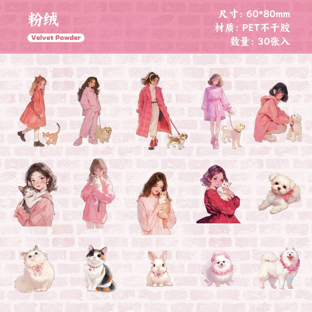 Daily series girl and per story PET stickers 30 psc 6 styles image 6