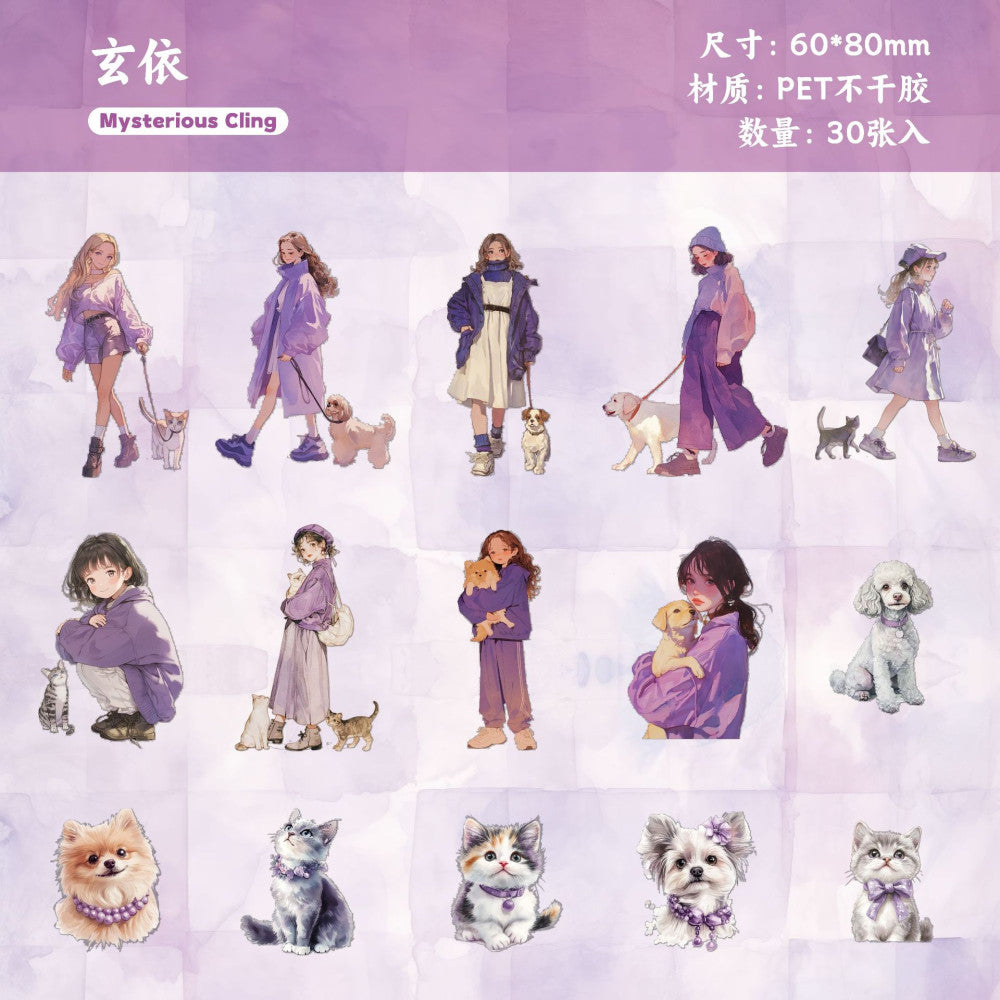 Daily series girl and per story PET stickers 30 psc 6 styles image 8