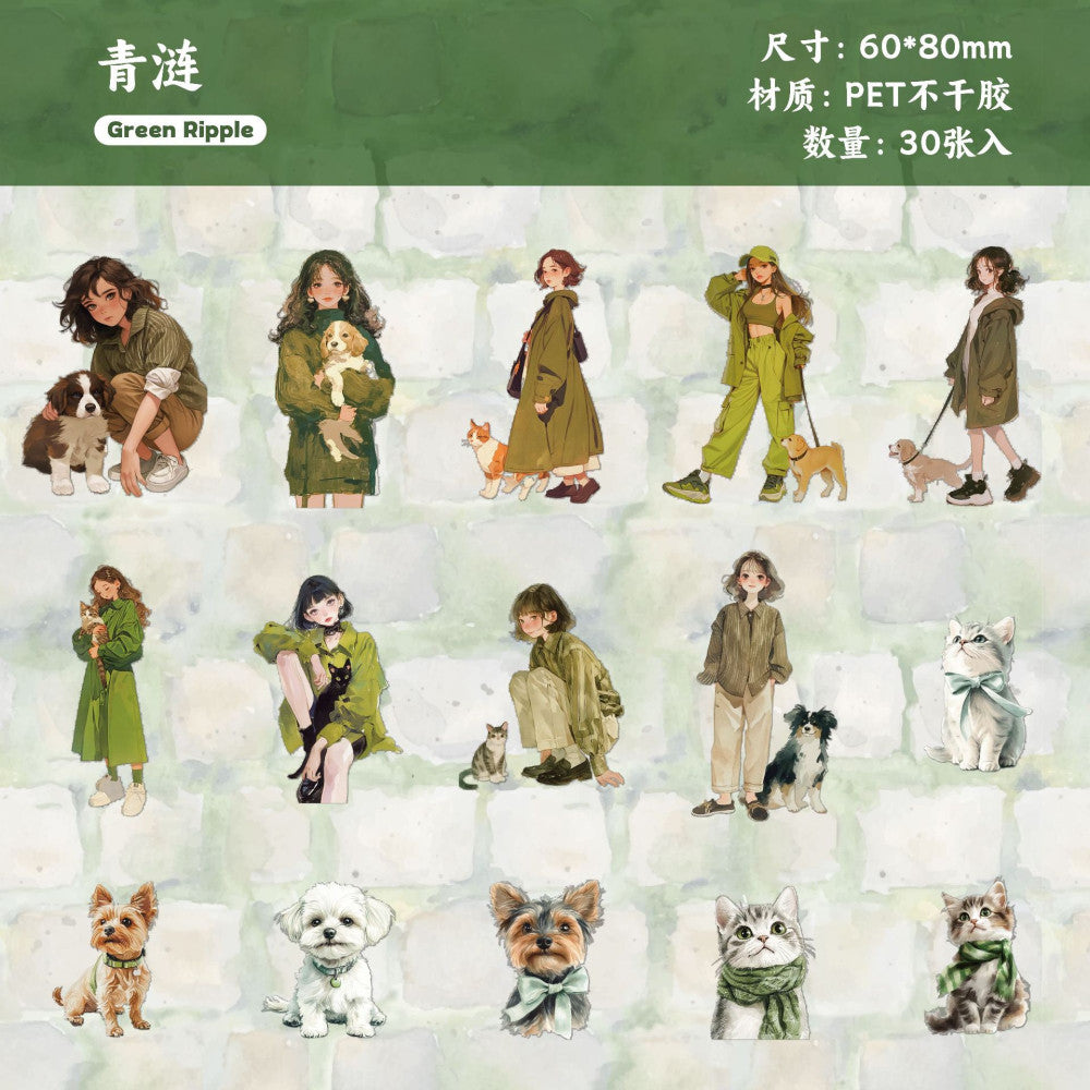 Daily series girl and per story PET stickers 30 psc 6 styles image 9
