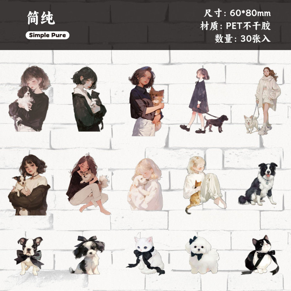 Daily series girl and per story PET stickers 30 psc 6 styles image 10