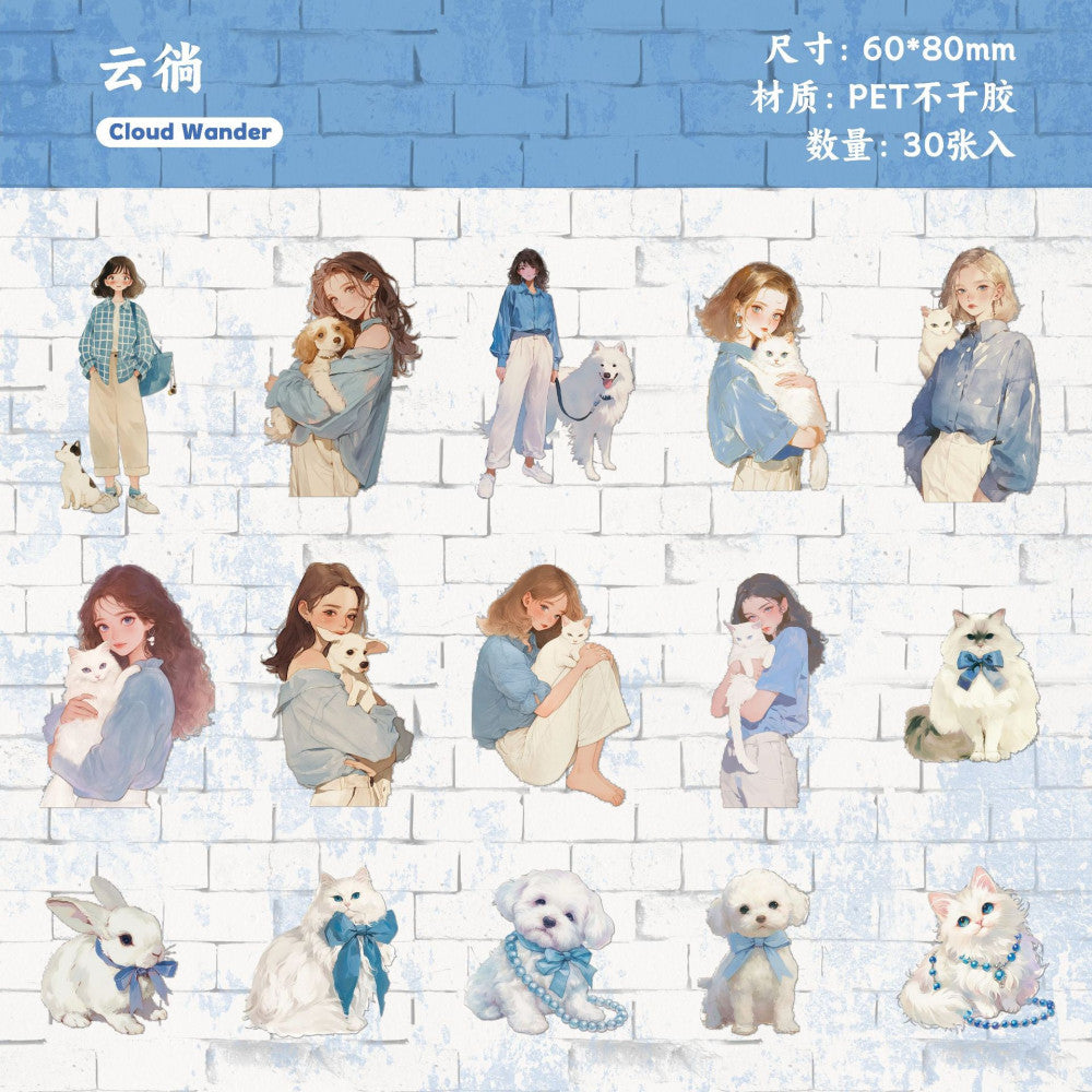 Daily series girl and per story PET stickers 30 psc 6 styles image 11