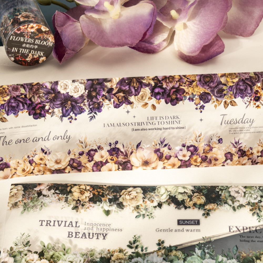 Romantic flowers in the dark night PET tape 6 5 cm 2 m image 1