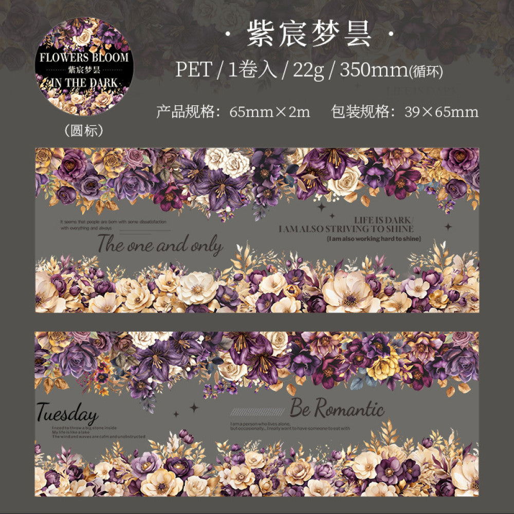Romantic flowers in the dark night PET tape 6 5 cm 2 m image 6