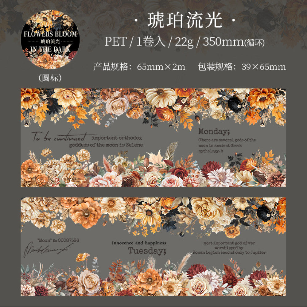Romantic flowers in the dark night PET tape 6 5 cm 2 m image 7