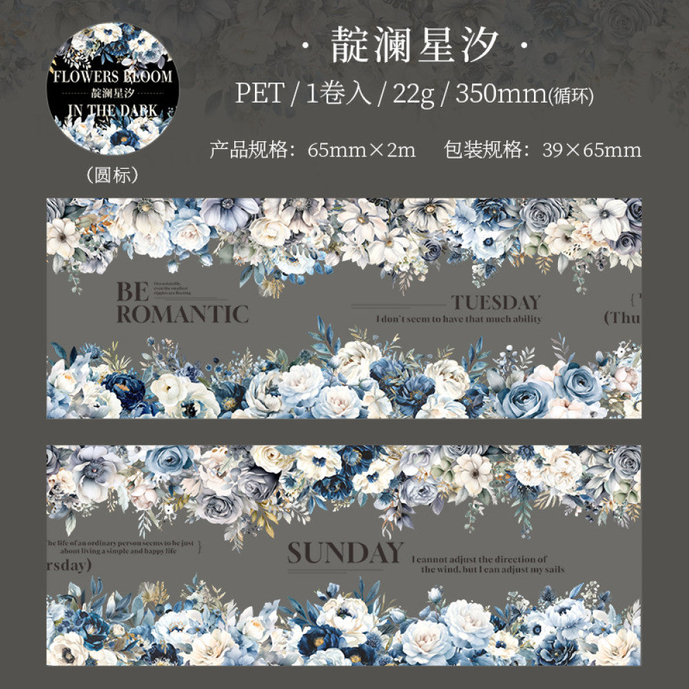 Romantic flowers in the dark night PET tape 6 5 cm 2 m image 8