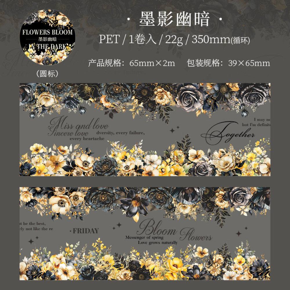 Romantic flowers in the dark night PET tape 6 5 cm 2 m image 9