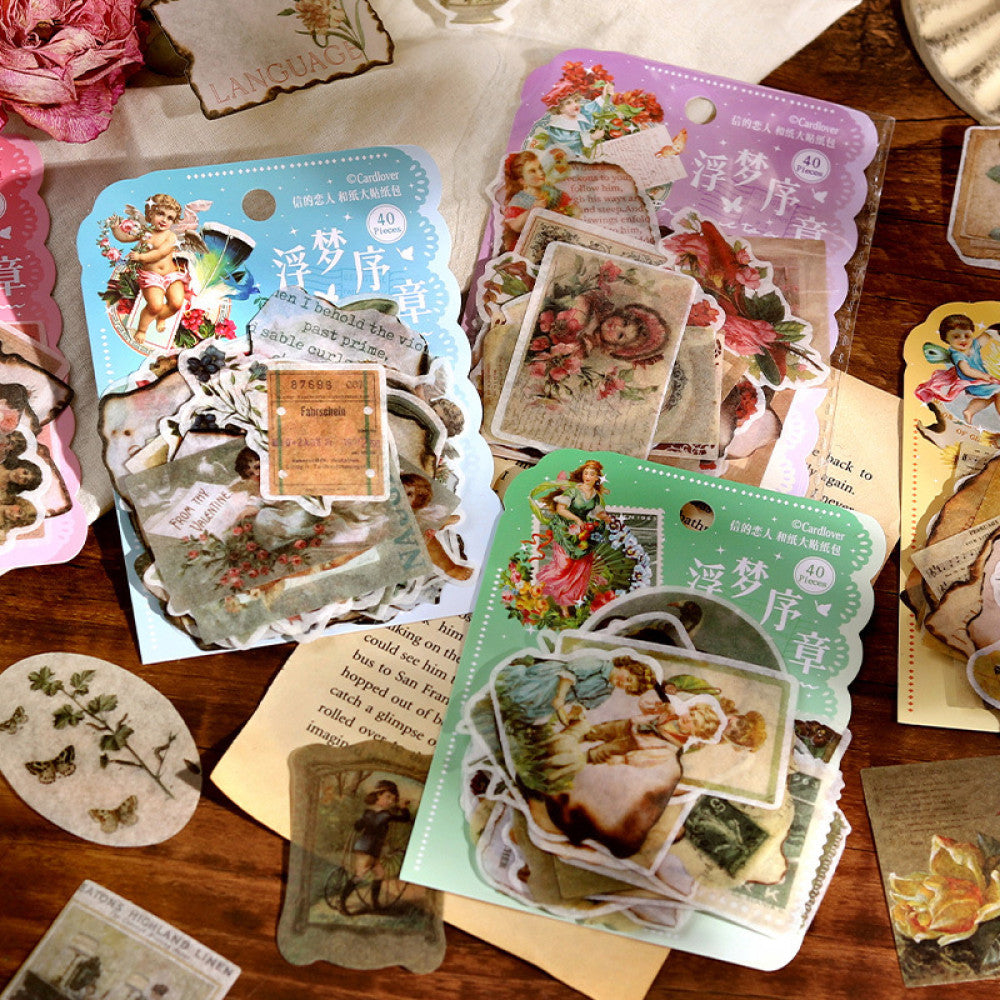 Vintage angel series washi sticker 40 pcs image 3