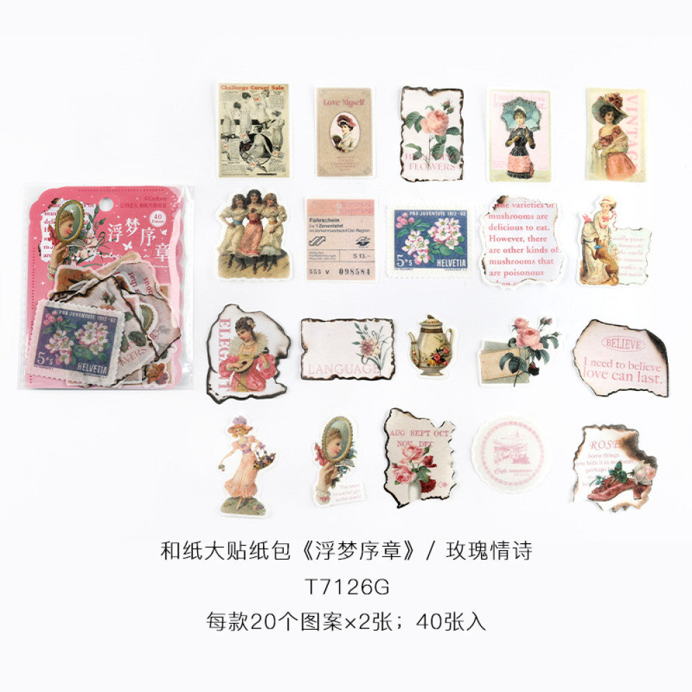 Vintage angel series washi sticker 40 pcs image 5
