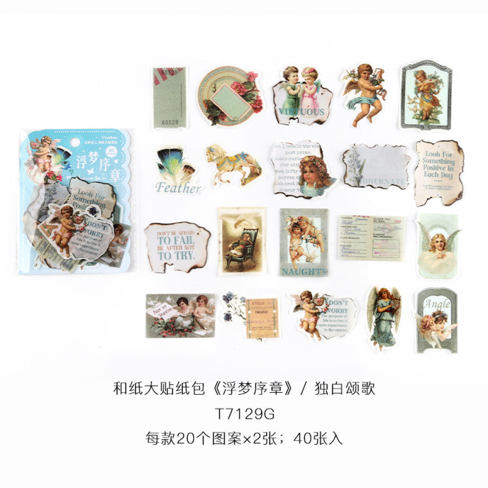 Vintage angel series washi sticker 40 pcs image 6