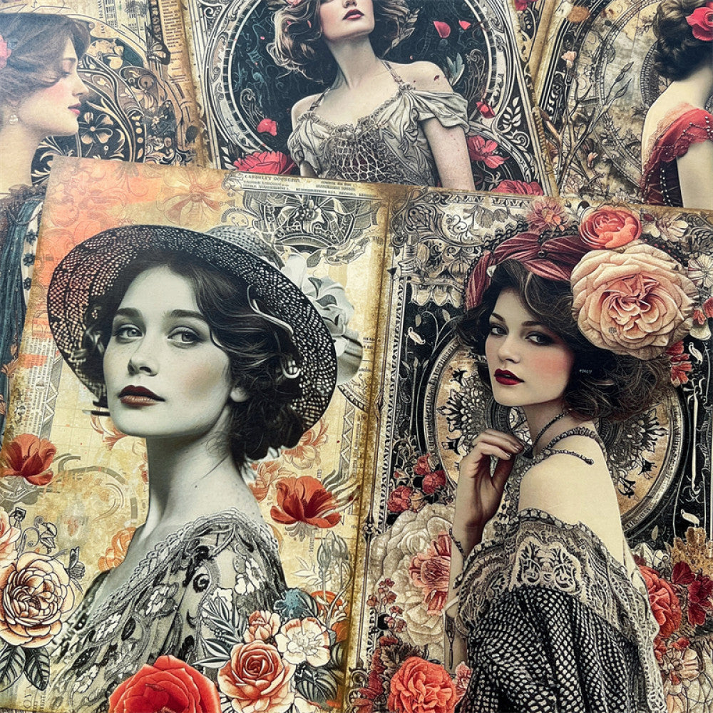 Retro Gorgeous American Fashion Girl Background Paper 10 Sheets image 2