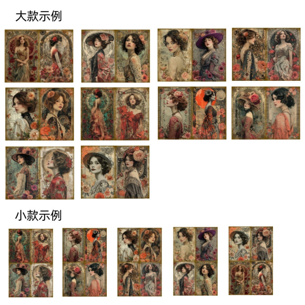 Retro Gorgeous American Fashion Girl Background Paper 10 Sheets
