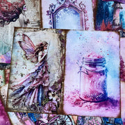 Retro magic elf mermaid background paper 8 sheets image 0