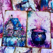 Retro magic elf mermaid background paper 8 sheets image 1