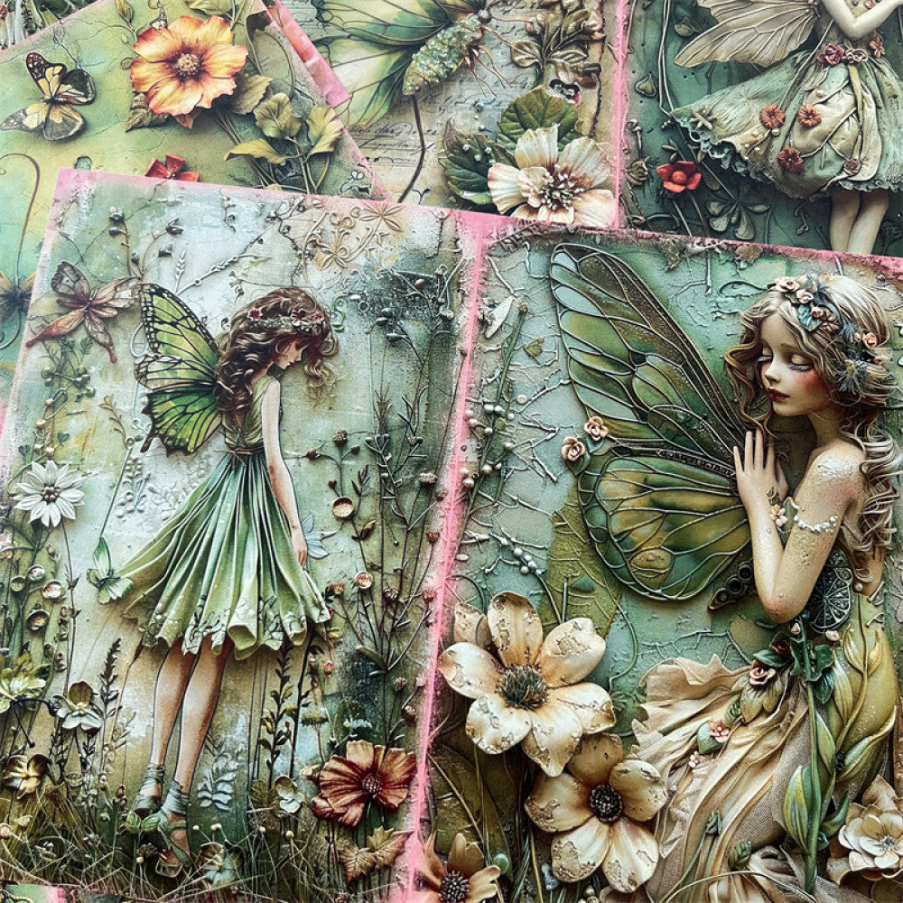 Green elf fairy background material paper 10 sheets image 0