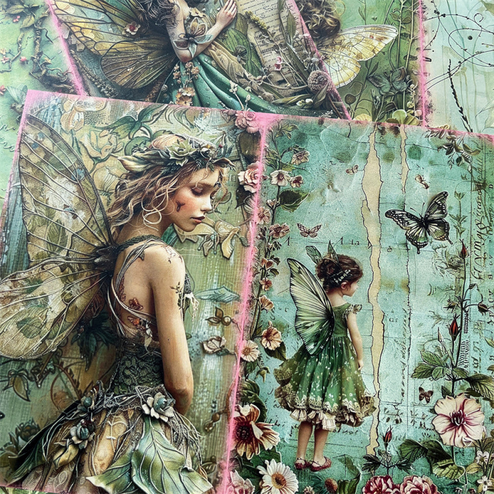 Green elf fairy background material paper 10 sheets image 1