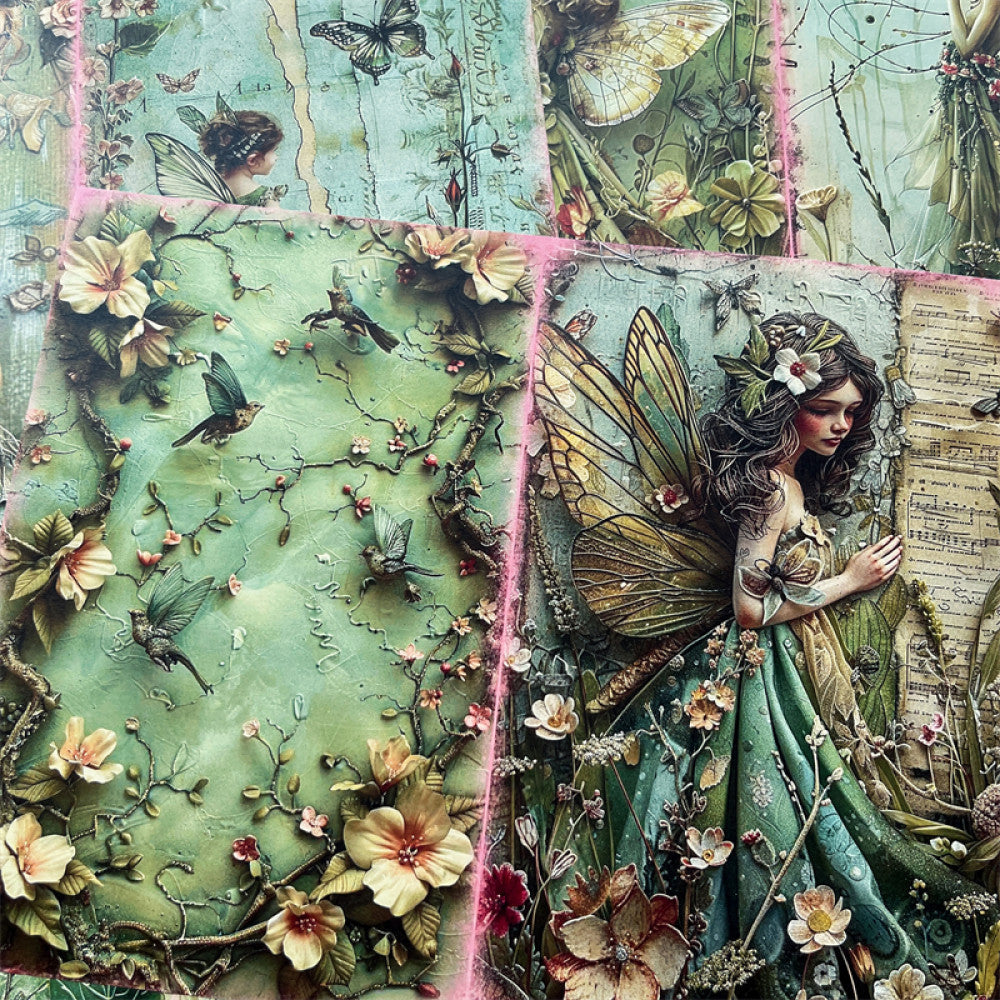 Green elf fairy background material paper 10 sheets image 2