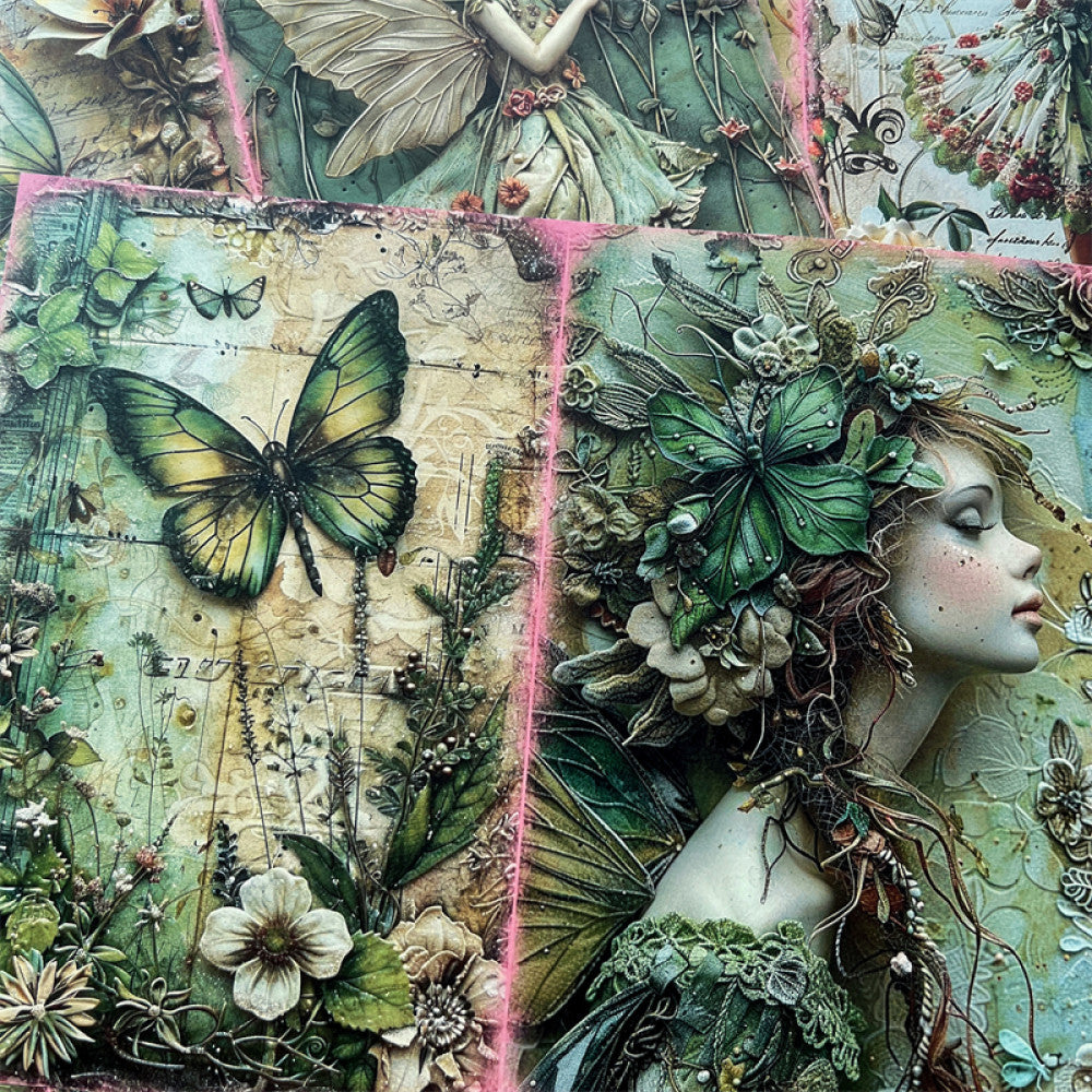 Green elf fairy background material paper 10 sheets image 3