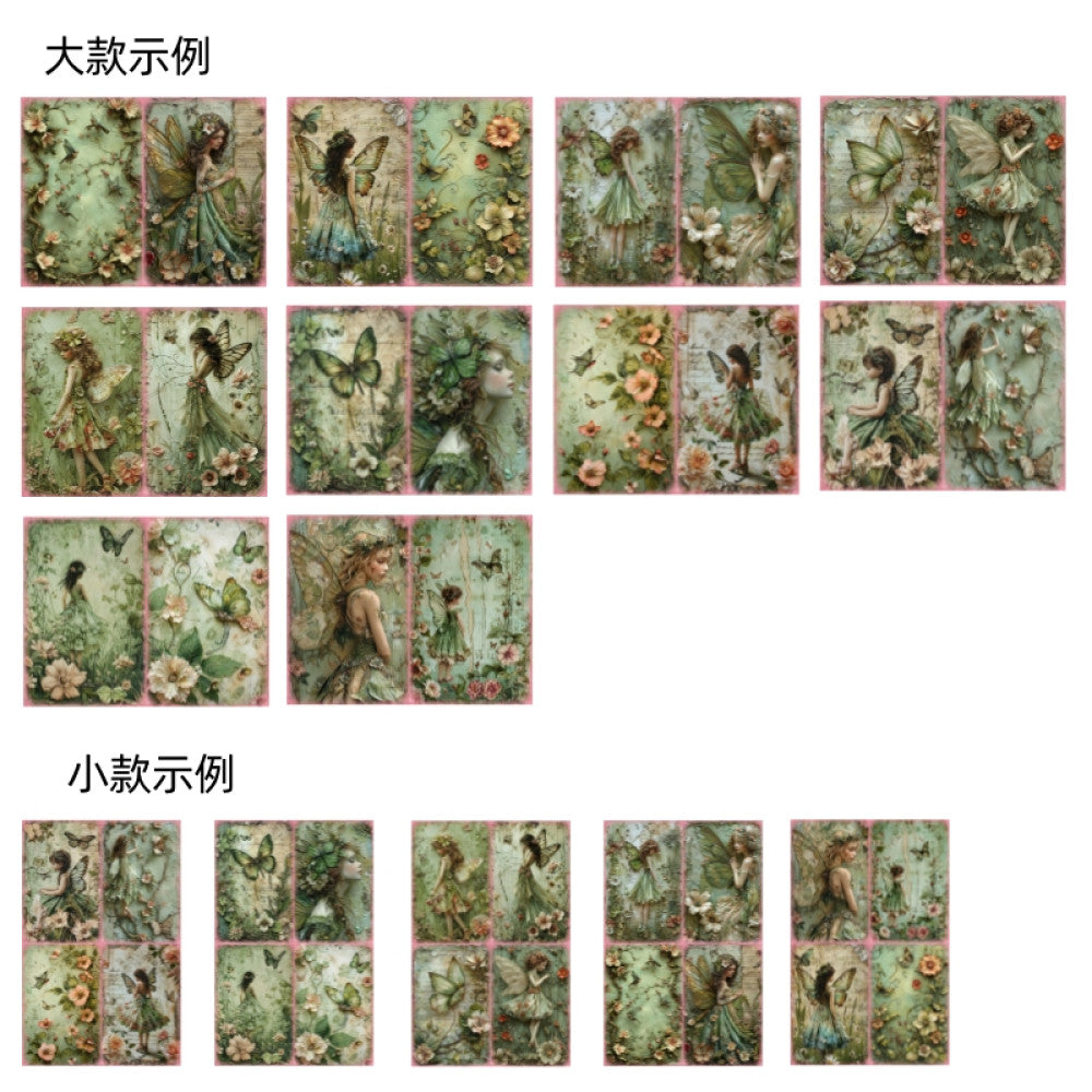 Green elf fairy background material paper 10 sheets