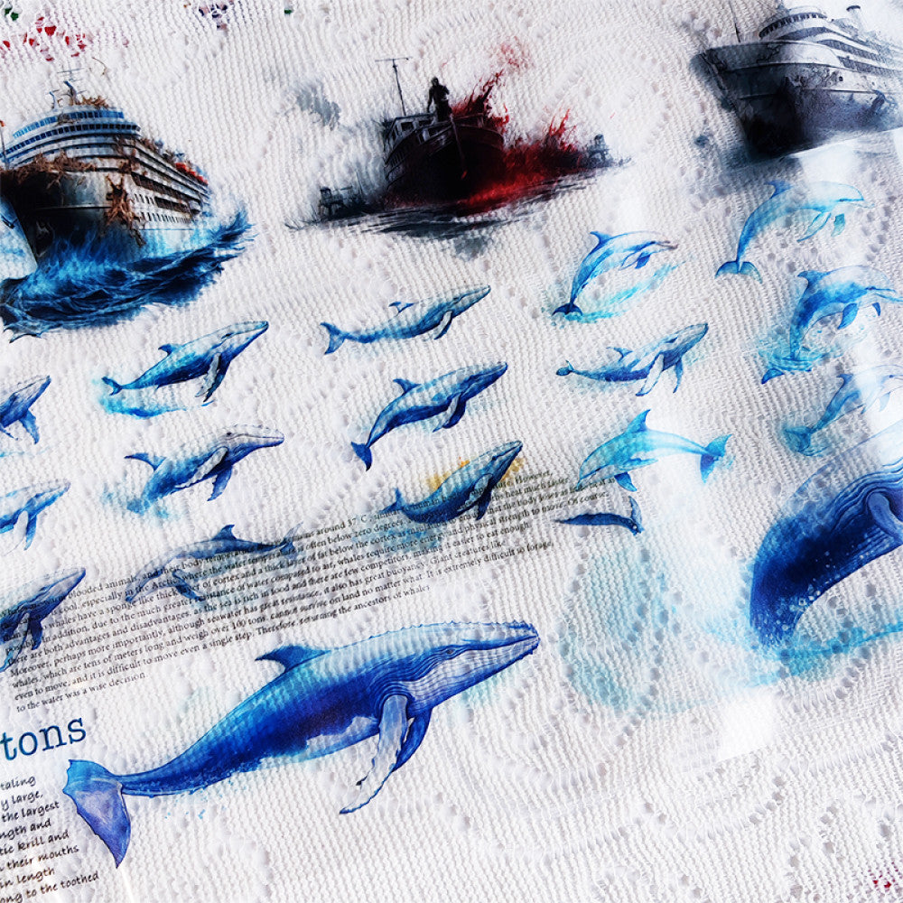 Light retro whale marine creature dark horror cruise PET tape image 3