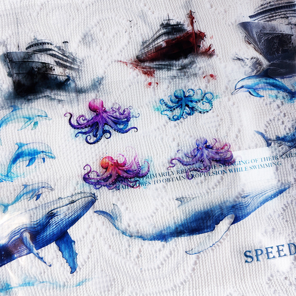 Light retro whale marine creature dark horror cruise PET tape image 4