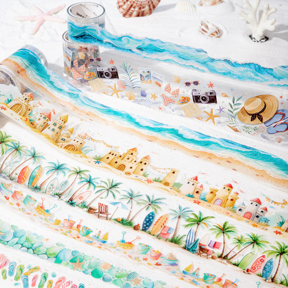 Midsummer seaside series PET tape 4 types 2 rolls 3cm 5cm 2 m image 1