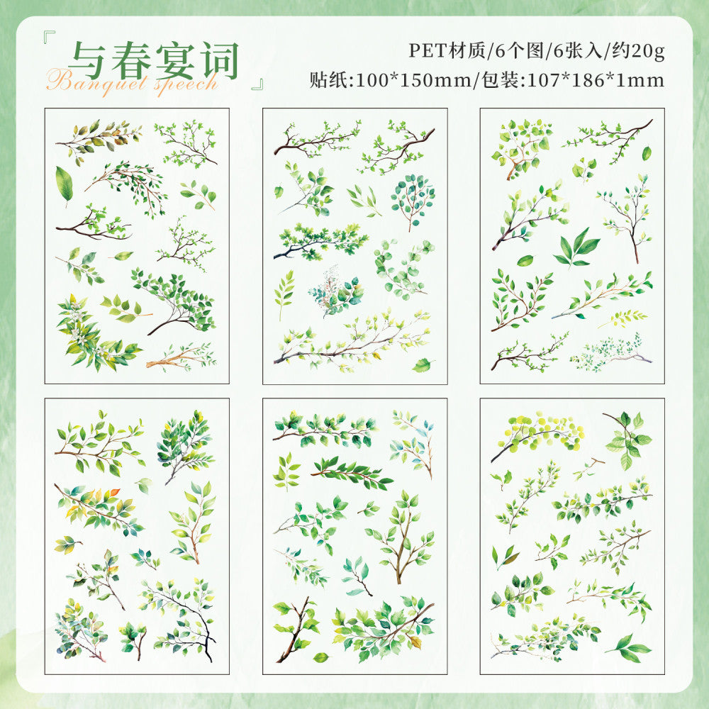 Mountain and field diary series  PET stickers  6 models 6 sheets