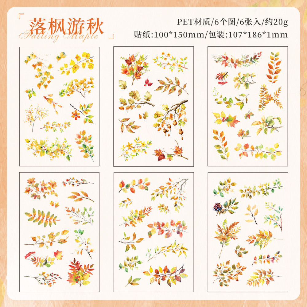 Mountain and field diary series  PET stickers  6 models 6 sheets