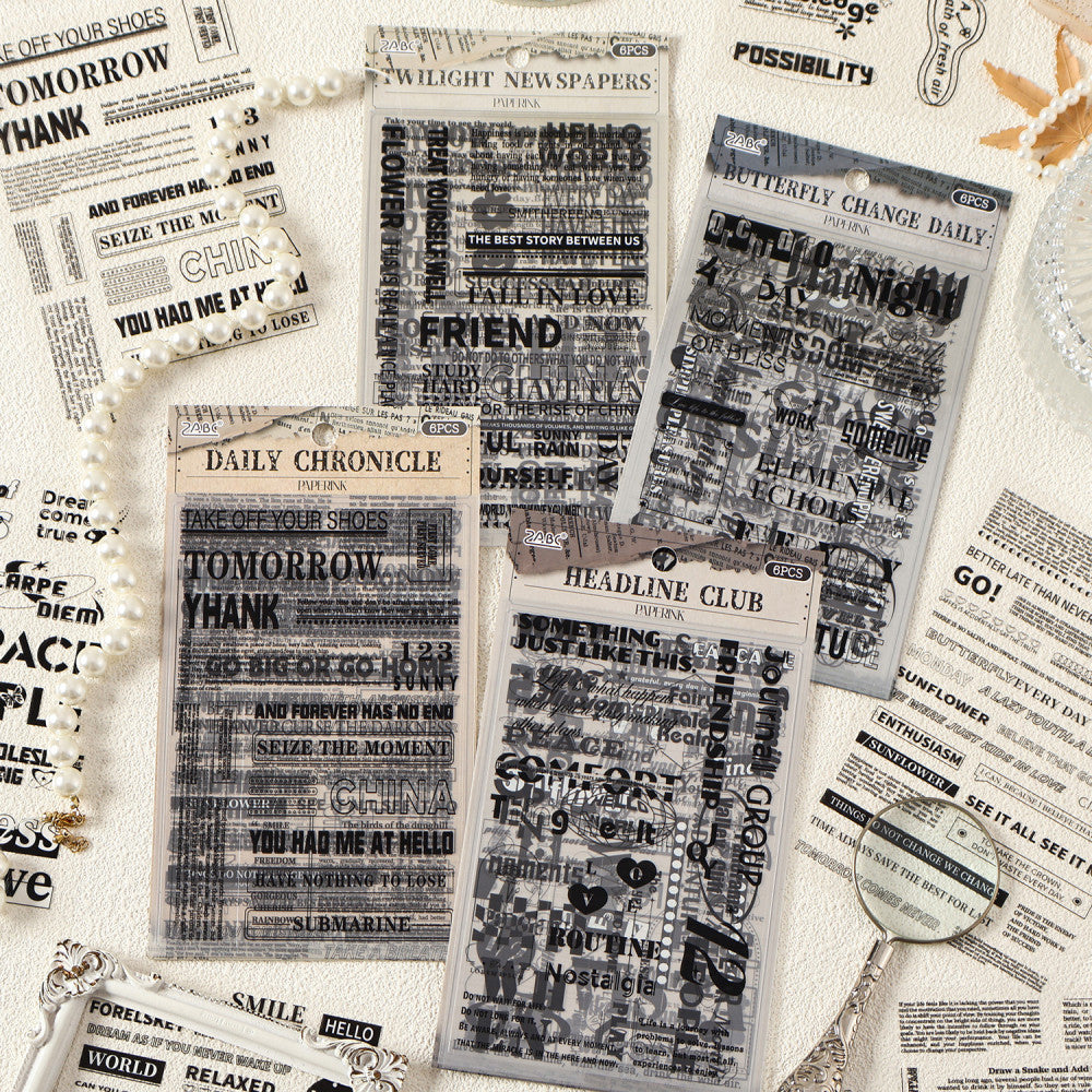 Old news series letters words Pet sticker pack 4 types image 0