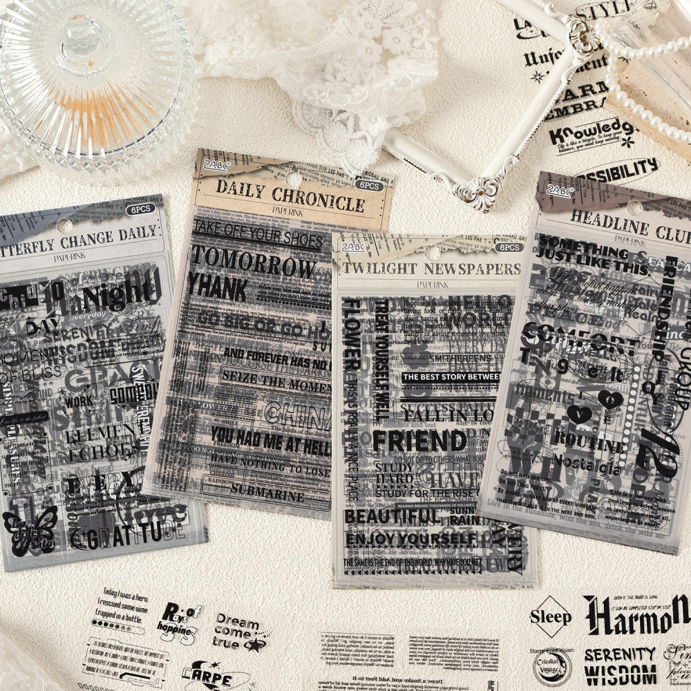Old news series letters words Pet sticker pack 4 types image 1