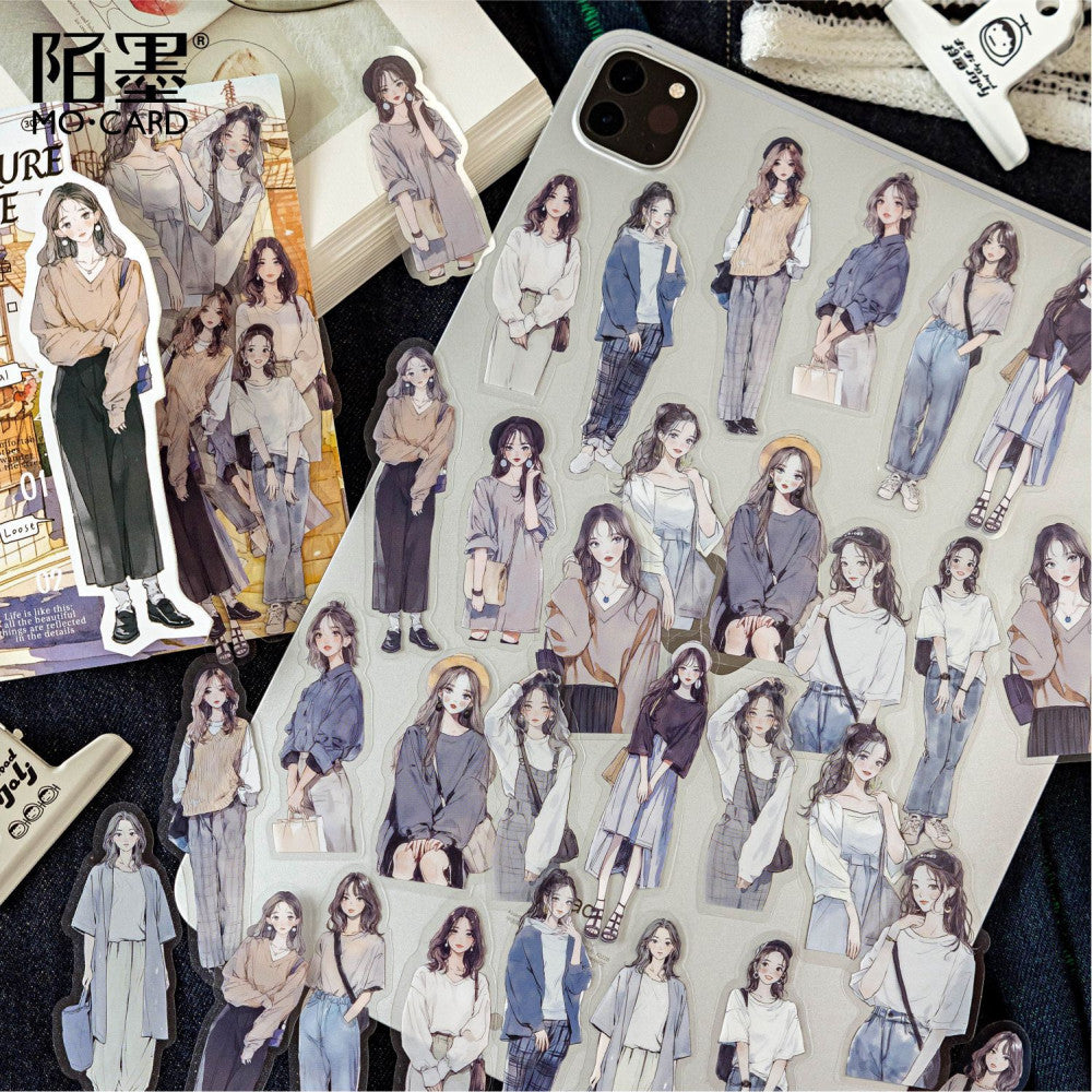 White ink girls sticker pack 6 types 30 pcs image 2