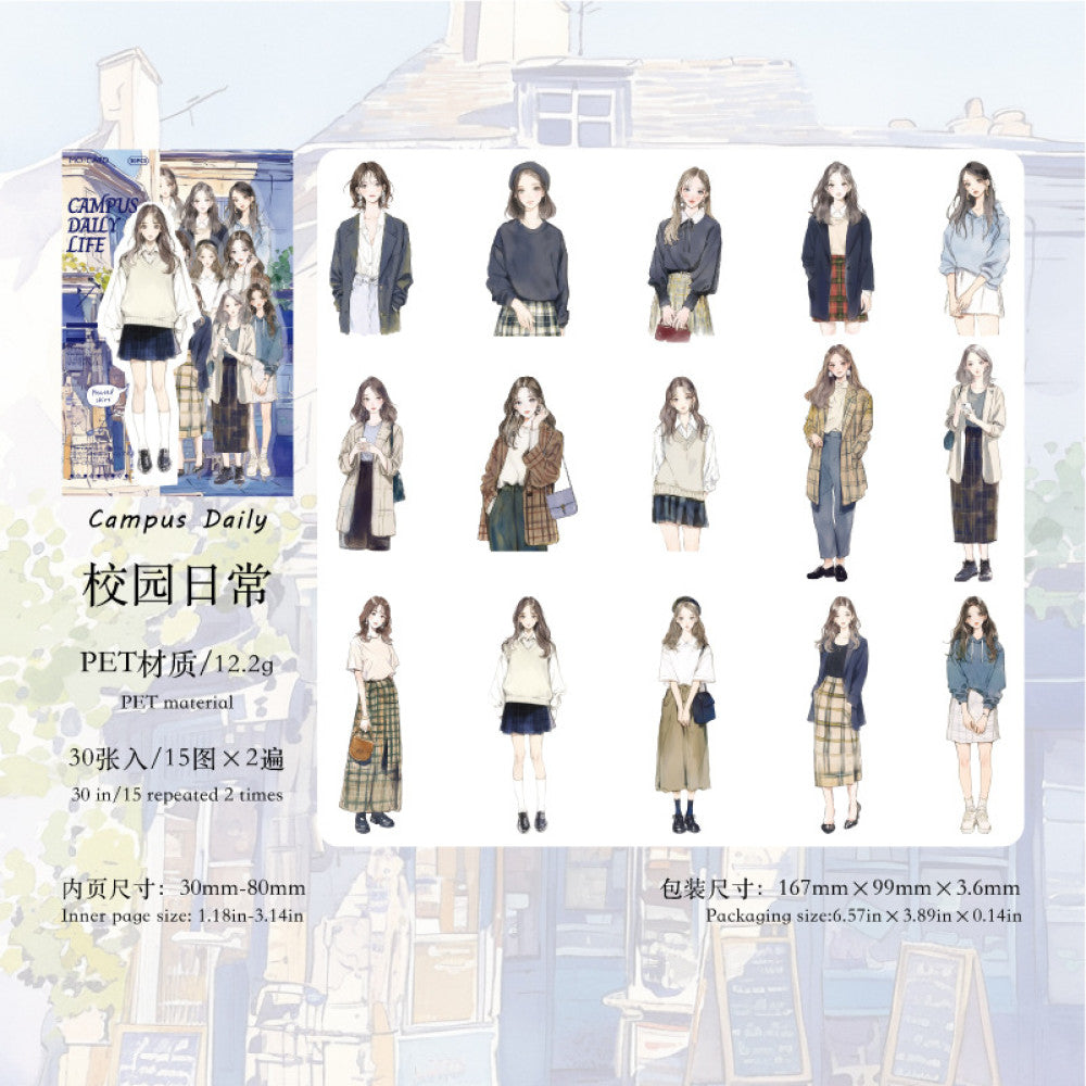 White ink girls sticker pack 6 types 30 pcs image 5
